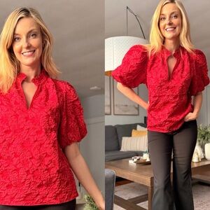 Sugarlips Women's Red Jacquard Top